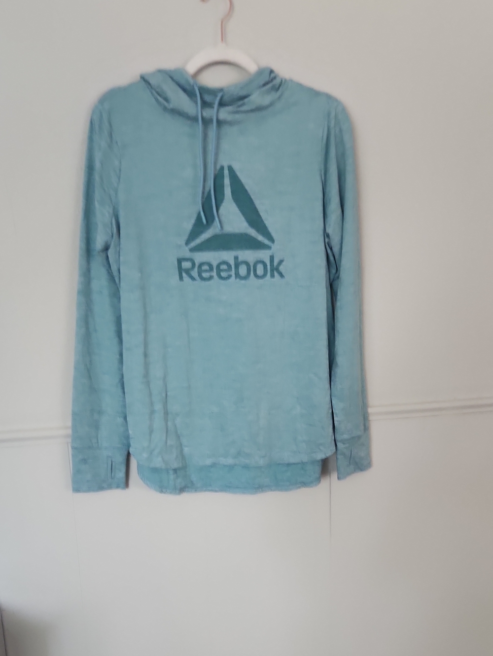 Reebok Women Mint Green Hooded Sweatshirt